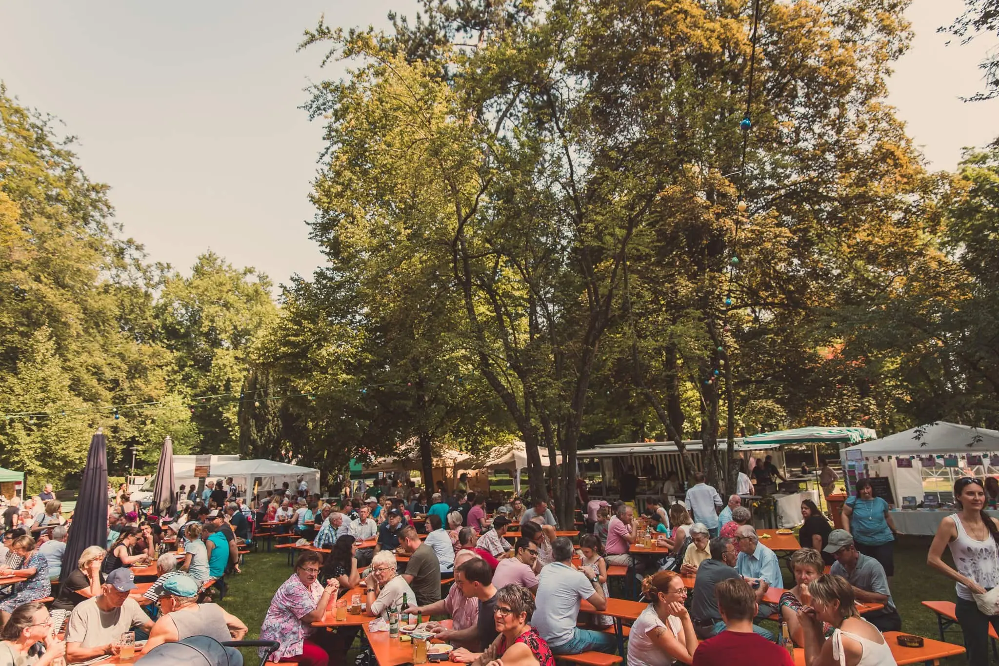 Besucher und Foodtruck-Stände beim Dillikat Festival 2019 im Taxis-Park Dillingen an der Donau