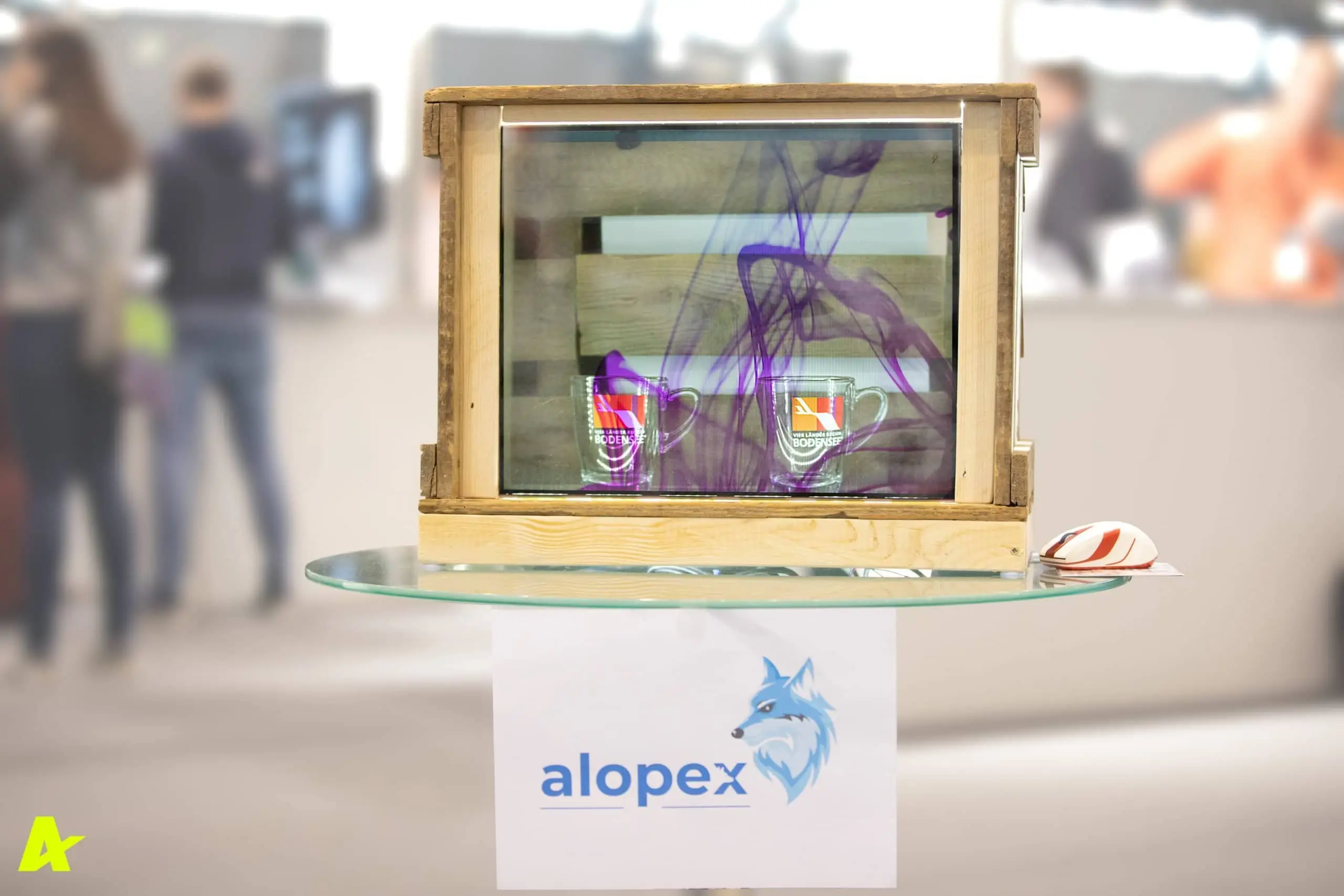 Transparentes Display des Karlsruher Start-ups Alopex auf dem Start-up BW Summit 2019 in der Messe Stuttgart