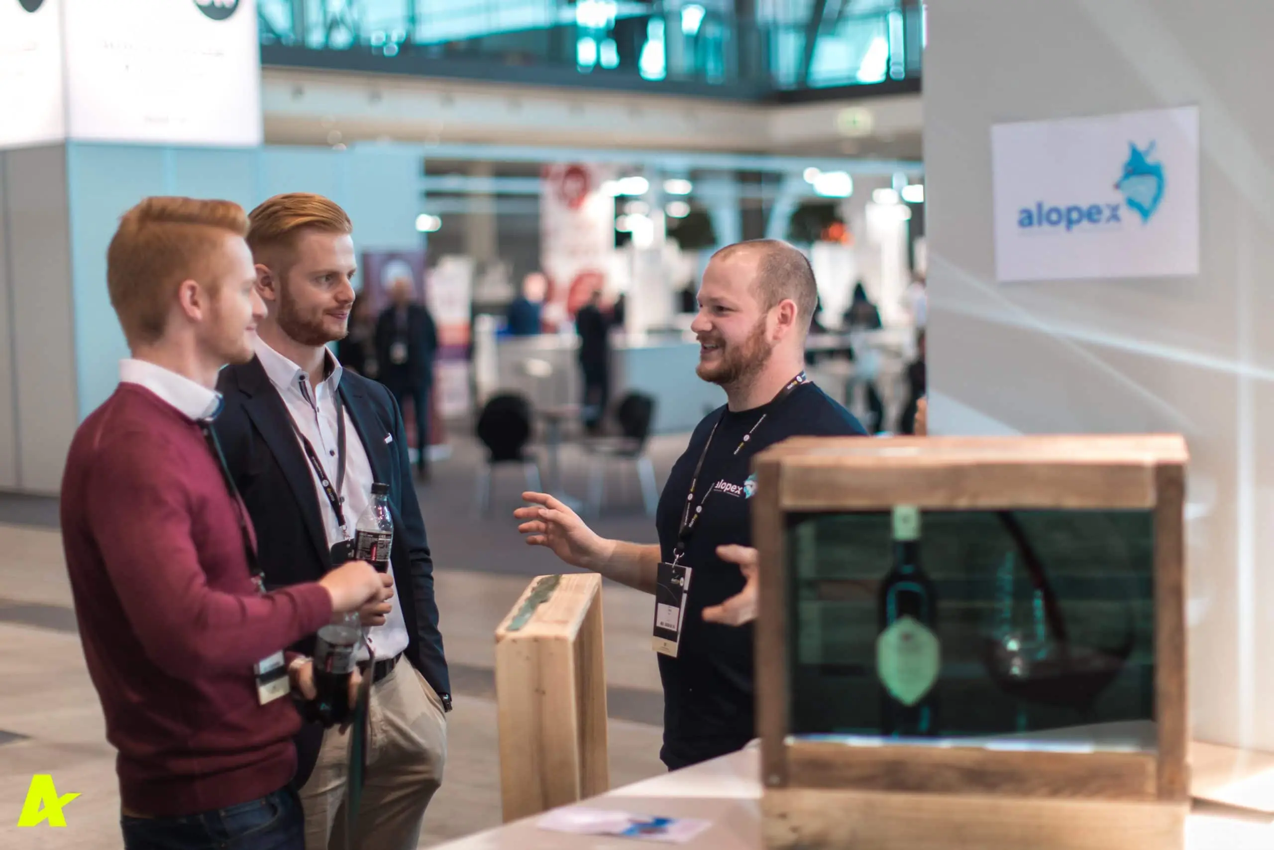 die ihr Produkt den Besuchern erklären